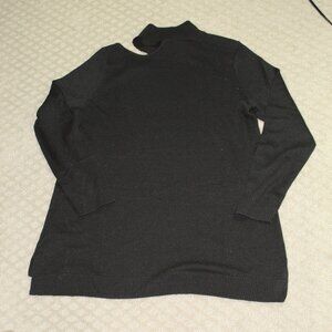 Colleen Lopez Size XS Black Acrylic Cutout Mock Neck Sweater